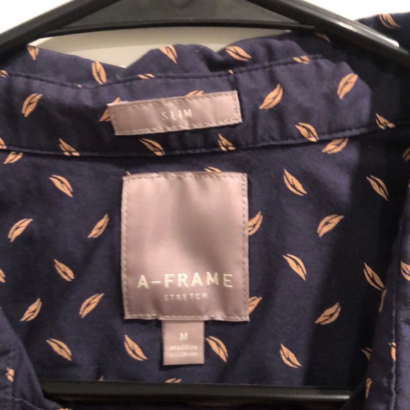 A-Frame Stockholm stretch Poplin shirt. Medium. Navy - Picture 3 of 3